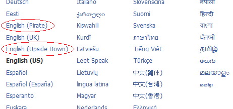 English (Pirate) and English (Upside Down)
