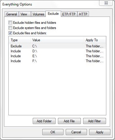 Exclude Folders