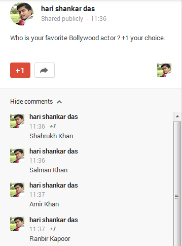 Conducting poll in Google+