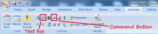 Insert Command Button and Text Box