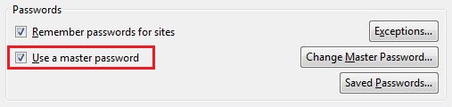 Set Master password in Mozilla Firefox