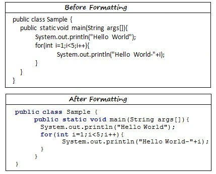 Before formatting and After formatting