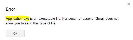 Executable files can't be sent as attachment
